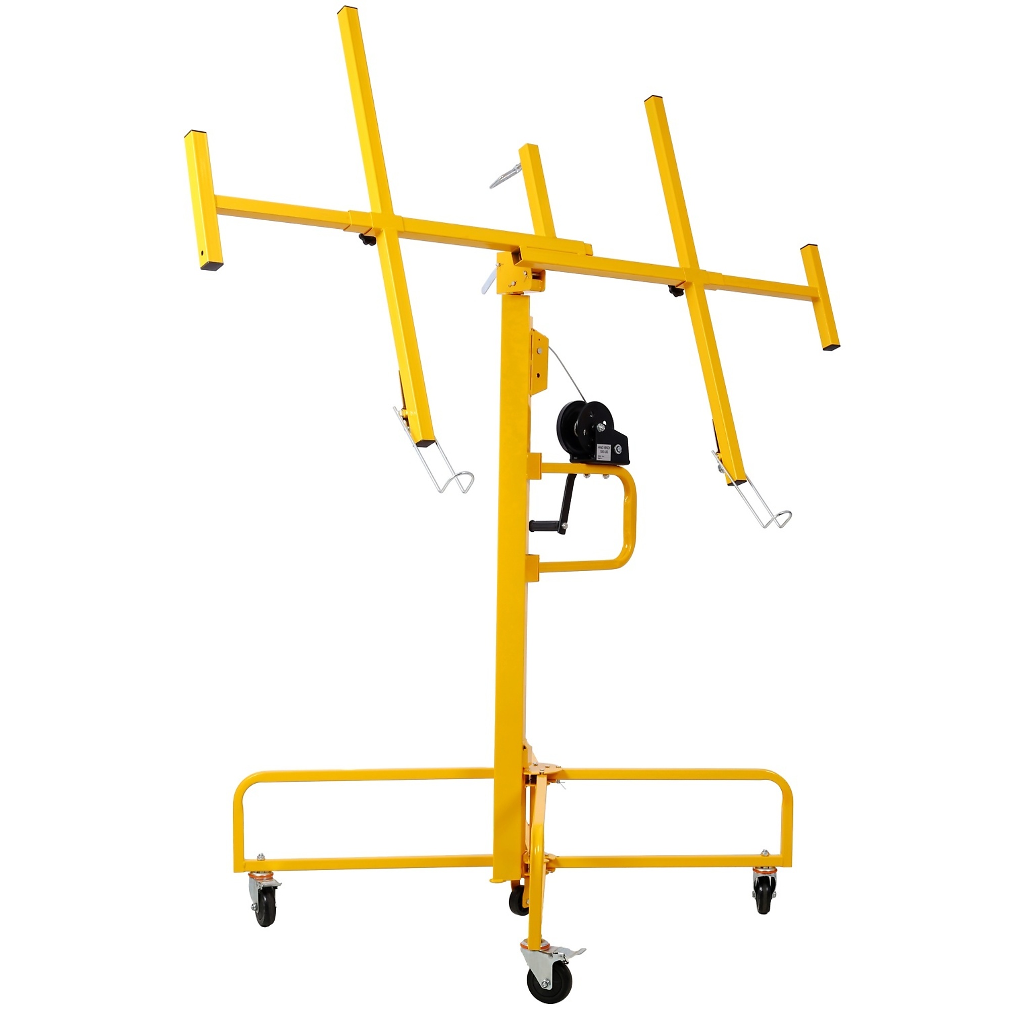 BlackTeck Drywall Lift Panel Hoist Jack — 16ft., Rolling Caster Wheels, 150-Lb. Capacity, Yellow, Model# N2-189996